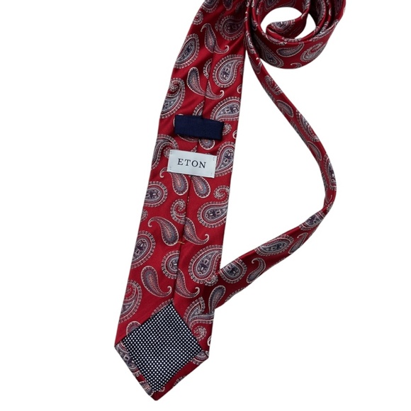 ETON Red Paisley Silk LUXURY Tie ENGLAND - Picture 2 of 4